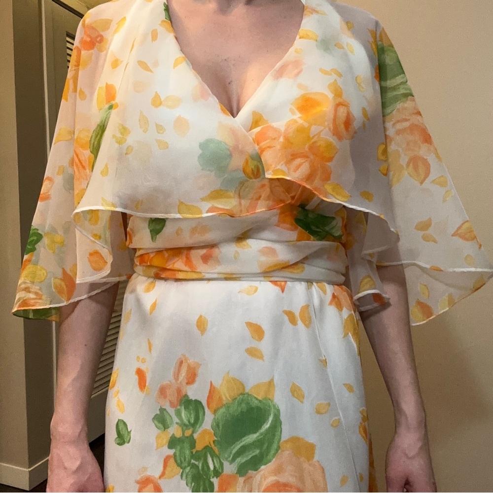 Authentic vintage 1970's Lorrie Deb gown with cape - Picture 9 of 17